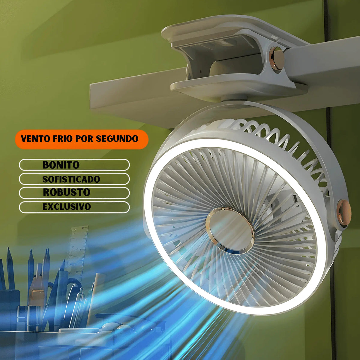Ventilador Elétrico  Sem Fios com Luz LED - Circulator Wireless