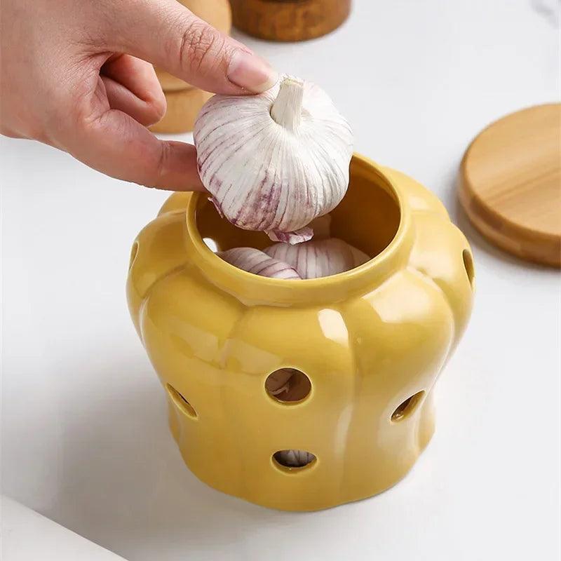 Pote de Cerâmica Para Alho
