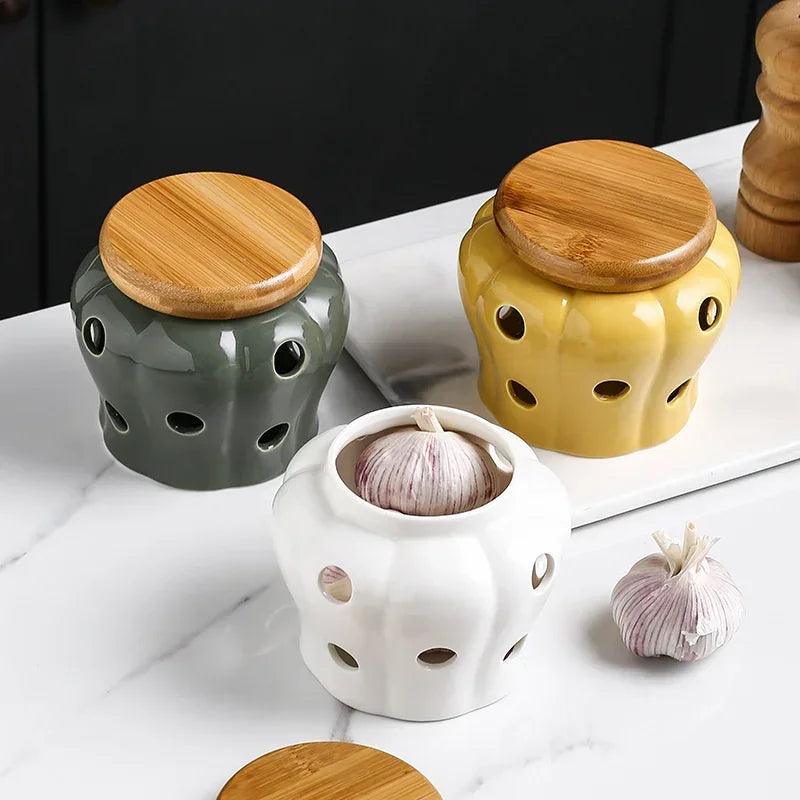 Pote de Cerâmica Para Alho