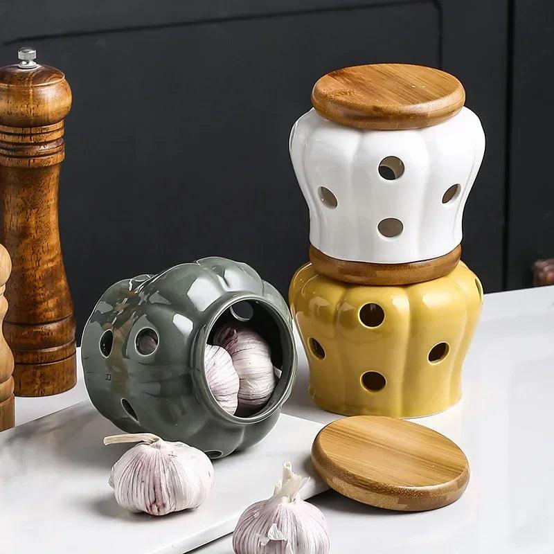 Pote de Cerâmica Para Alho